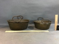 2 Vintage Graduated Brass Preserving Pans - 2