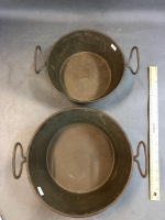 2 Vintage Graduated Brass Preserving Pans - 3