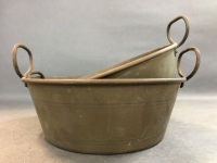 2 Vintage Graduated Brass Preserving Pans - 4