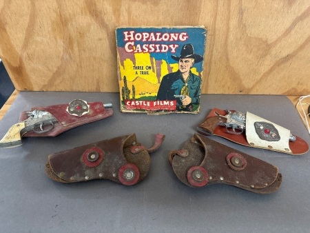 Vintage Toy Guns and Holsters and Hopalong Cassidy Film