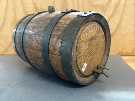 Vintage Wooden Port Barrel with Steel Strapping