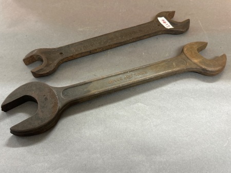 2x Large Spanners - Boxhill Melbourne Whitworth and Snailbrand from the Tram Maintenance Depot Boxhill