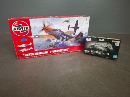 Air Fix 1:48 Model North American P-51D Mustang Model & Star Wars Millennium Falcon Model