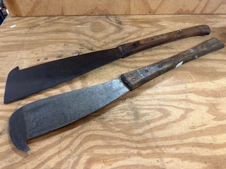 2x Vintage Banana Cutting Machetes - 1 marked Tramontina Brazil