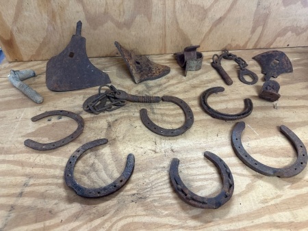 Ass Metal Lot - Gate Latches - Horse Shoes - Plough Tines