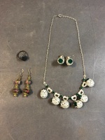 Asstd Lot of Jewellery inc. Silver Ring, Cloisonne Earrings & PenÂ  + Costume Necklace and Earrings