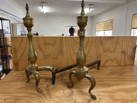 Vintage Brass Fire Dogs
