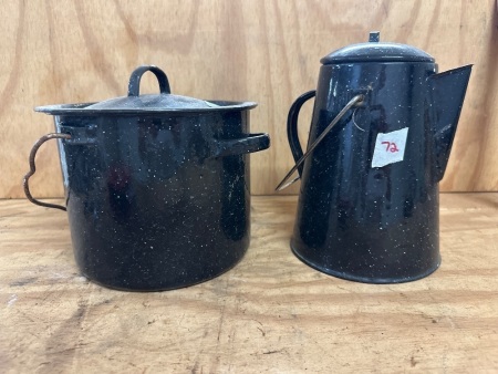 Enamel Camping Pot and Coffee Pot