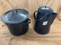 Enamel Camping Pot and Coffee Pot - 2