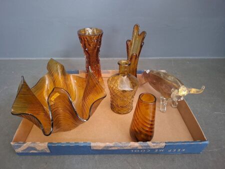 Selection of Mid Century Amber Glass