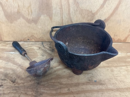 Antique Smelting Pot Ladle