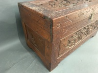 Large Vintage Chinese Carved Camphorwood Trunk - 3