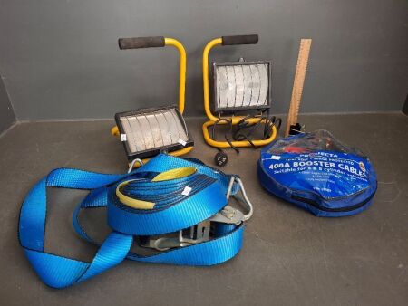 Grunt Heavy Duty Ratchet Straps, Power Pack Builders Lamps & Booster Cables