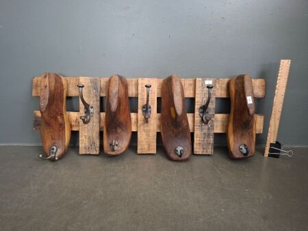 Rustic Farmhouse Coat & Hat Rack - Made of Antique Boot Lasts