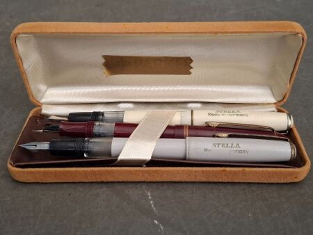 3 Vintage Collectable German Made Fountain Pens - Incs 2 Stella & 1 PP Pens