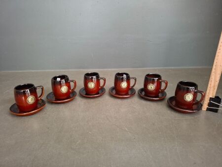 6 Mid Century Terrra Ceramics Australia Cups & Saucers
