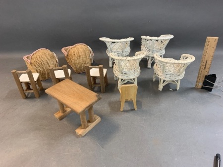 Collection of Cane & Timber Dolls Furniture