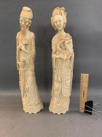 Pair of Large Chinese Resin Figurines - As Is