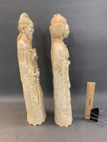 Pair of Large Chinese Resin Figurines - As Is - 3