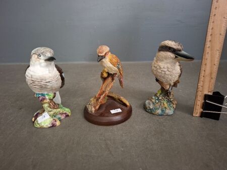 Beswick 1159 Ceramic Kookaburra Plus Wattle Ceramics Kookaburra & Unmarked Ceramic Kookaburra