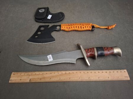 Bowie Knife, 310mm & Small Hatchet