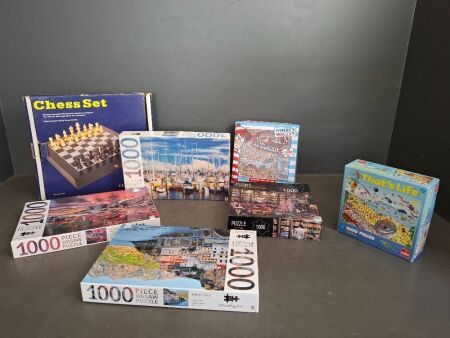 Misc Jigsaw Puzzles & Chess Set
