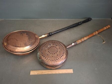 2 x Copper Bed Pans