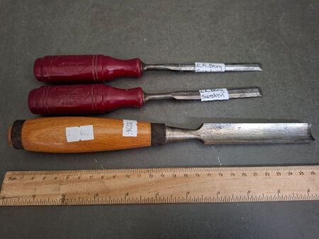 Lot of 3 Chisels - Incs 2 E.A.Berry Sweden
