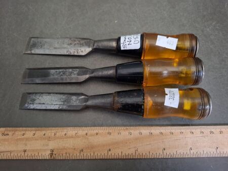 Lot of 3 Chisels - Incs Stanley No 60 USA