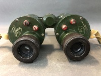 Pair of Military O.S. 419 M.A. Bino Prism No 5 MK 5 X7 Binoculars in Original Leather Case c1940's - 2