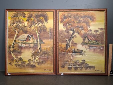 2 x Original D Anderson Acrylic on Board of Tully
