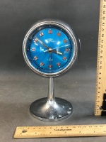 Vintage Mid Century Space Age Tokyo Tokei Chrome Alarm Clock