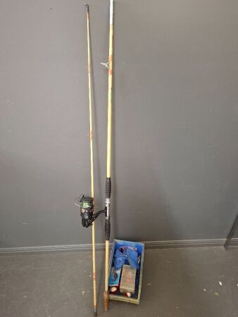 Vintage Beach Fishing Rod with Misc Lures