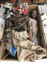 Box Lot of Vintage Balinese Puppets
