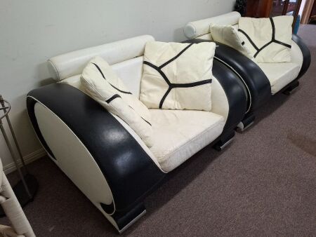 2 x Vintage Retro Leather Single Seaters
