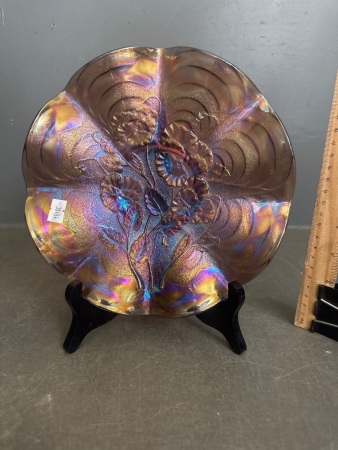 Carnival Glass Pansy Smoke Plate