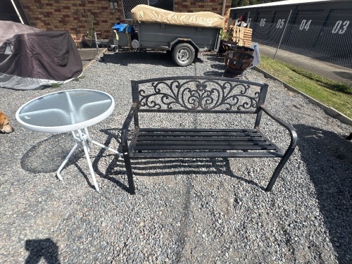 Outdoor Table & Bench Seat metal