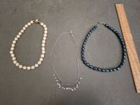 3 Pearl Necklaces - 2 possibly faux