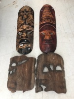 3 Large Carved Tribal  Masks