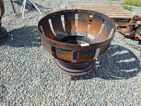 Handmade Fire Pit on Tire Rims with Legs - Made by Ted Moran - App 630 D x 550 H