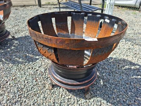 Handmade Fire Pit on Tire Rims with Legs - Made by Ted Moran - App 630 D x 570 H