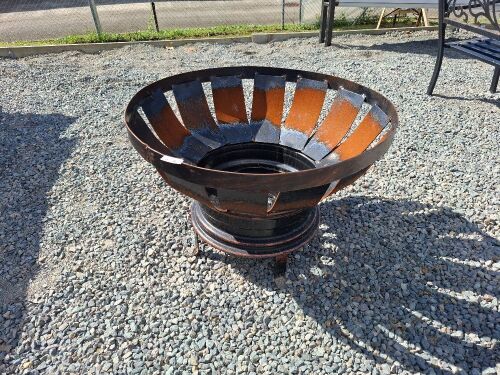 Handmade Fire Pit on Tire Rims with Legs - Made by Ted Moran - App 760 D x 510 H