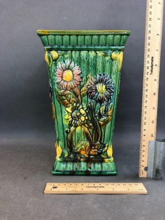 Contemporary Majolica Style Flowers Vase