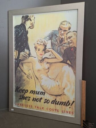 British WWII Propaganda Poster - Keep mum she's not so dumb!
