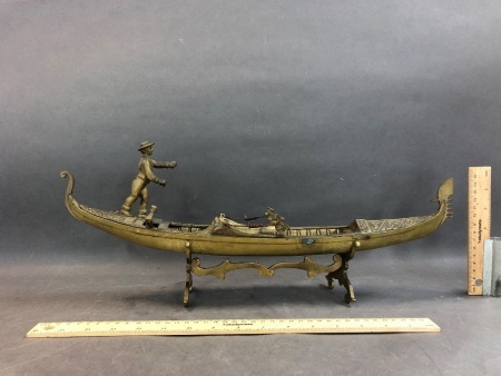 Large Vintage Brass Venetian Gondola