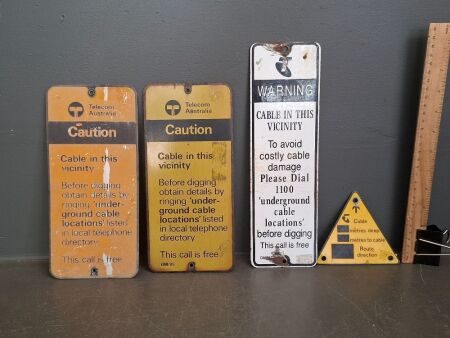 4 x Telecom Australia Caution Signs