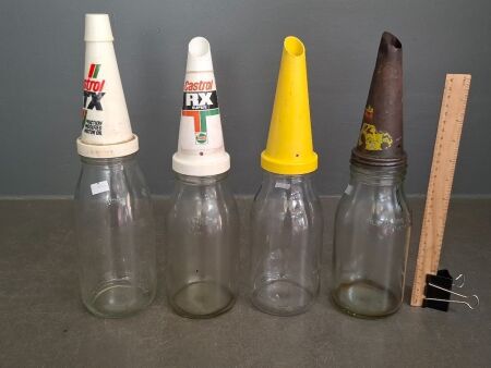 4 x Engine Oil Bottles with Pourers