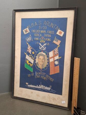 H.M.A.S Arunta Silk Needle Work Military Memento