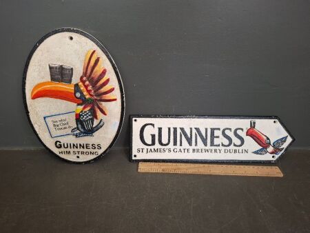 2 x Guinness Cast Iron Wall Hanger Signs