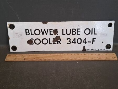 Blower Lube Oil Enamel Sign